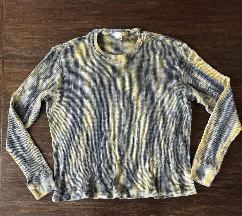 RE/DONE Shirt Womens Medium Tie Dye Thermal Waffle Knit Long Sleeve Top
